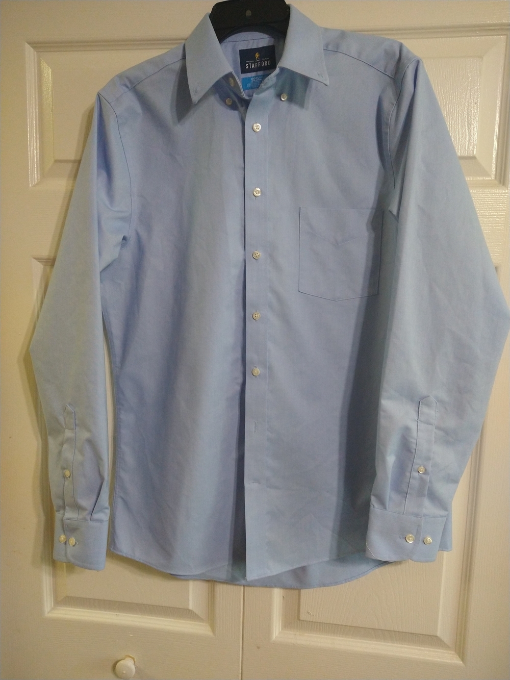 Stafford Light Blue Men's Dress Shirt - Button-Down Collar